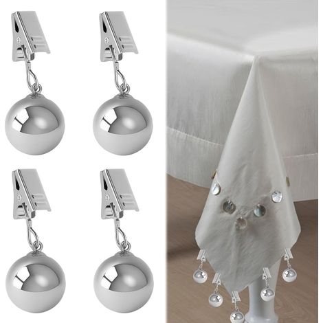 4 Poids de Nappe en Acier Inoxydable Lests de Nappe Robustes pour Dîner en Extérieur et Jardin Pince Nappe Table Pinces Puissantes Anti-Vent pour Table et Rideaux Set de 4, 68g (1/5)