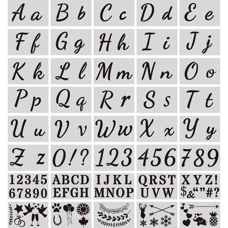 Pochoirs réutilisables en plastique pour l'alphabet, les chiffres et les symboles (40 pièces)
