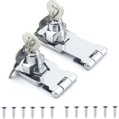 Stainless Steel Latch Bolts with Padlock and Key for Doors and Cabinets, Drawers, Gates and Locks (2.5" and 3.1") (1/5)