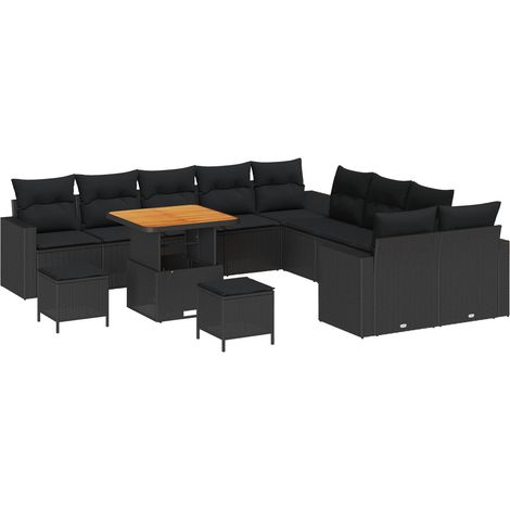 Maison Exclusive - Gartensofa-set mit Kissen 17 pcs Schwarz Poly-