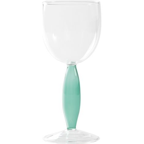 Dorici Set 4 Calici per Vino Bianco in Vetro Borosilicato Soffiato a Mano Trasparente e Verde Lago, Design Artigianale Elegante e Raffinato