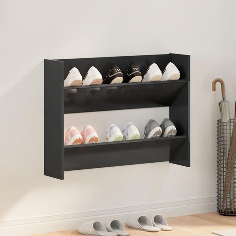 Wand-Schuhschrank Hochglanz-Schwarz 80x18x60 cm Holzwerkstoff (1/5)