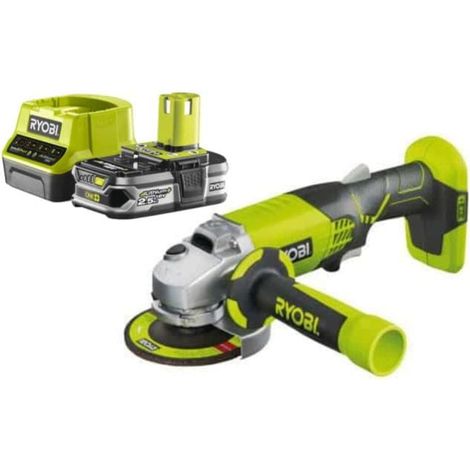 RYOBI - Pacchetto smerigliatrice angolare RYOBI OnePlus R18AG-0 18V - 1 batteria da 2,5 Ah - 1 caricabatterie rapido RC18120-125 (1/3)