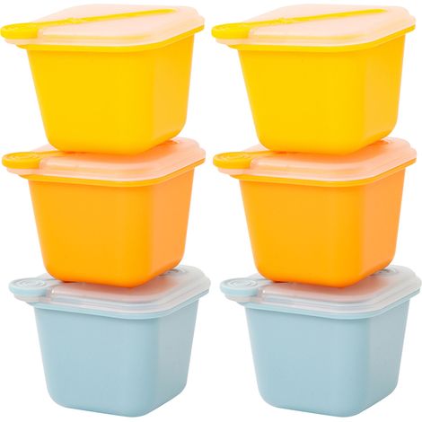 Moule à Glaçons 6 Pièces Boîte Conservation Couvercle Plastique Alimentaire Carré Jaune Orange Bleu Maison (1/5)
