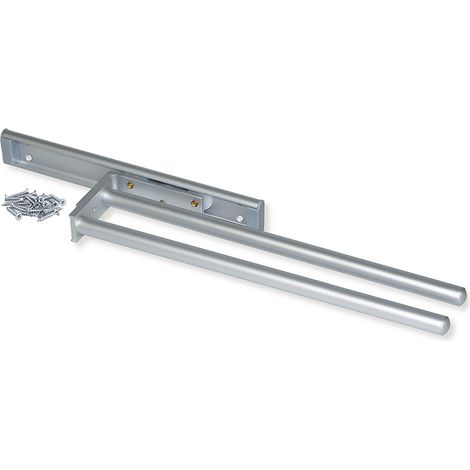 Porte-Serviettes Extensible avec 2 Bras, Support pour Drap de Salle de Bain ou torchons de Cuisine en alluminium anodisé Mat, Longueur 440mm (1/5)