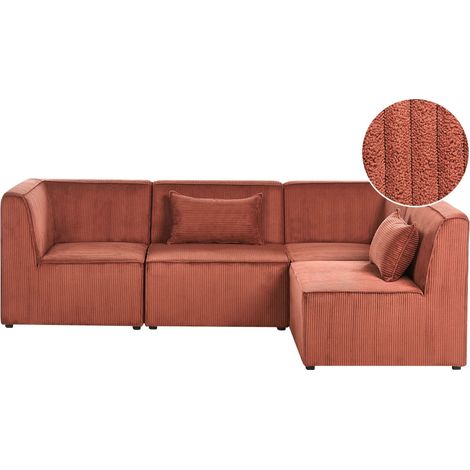 Modular Left Corner 4 Seater Sofa Golden Brown Corduroy 4 Seater ...