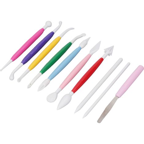 Ensemble de 10 outils manuels pour la décoration de gâteaux : stylos à graver en plastique pour la décoration de fondant et la pâtisserie. (1/5)