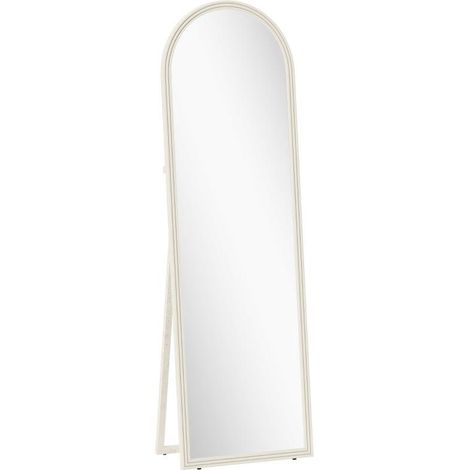Miroir pleine longueur, 50 x 160 cm, peut être posé au sol ou fixé au mur, cadre arqué, blanc. Ce produit de haute quali (1/5)