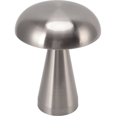 Moderne Pilz-Tischleuchte, minimalistischer Industriestil, 3-farbige Dimmfunktion, wiederaufladbar, innovative Touch-Steuerung, silber (1/5)