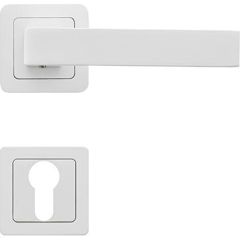 AYR Lot de 2 poignées CANELA blanc mat + 2 rosaces cylindre blanc mat (1/4)