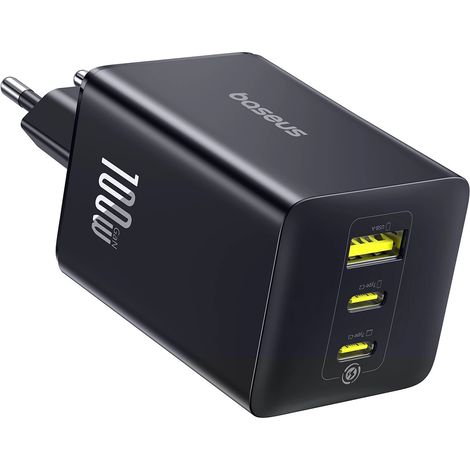 Caricabatterie da parete EnerFill FE11 da 100 W con porte USB-A e USB-C - Nero (1/5)