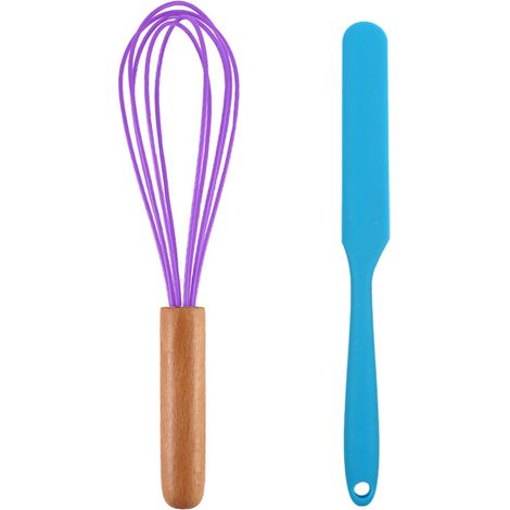 Ensemble Ustensiles Cuisine - Silicone Et Bois De Hêtre - Résistant Chaleur Pour Poêles Antiadhésives - Lot De 2 Pièces (1/5)
