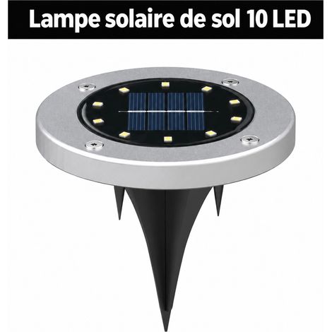 Spot solaire de sol 10 LED blanc froid en acier inoxydable 10led 13 × 13 × 13 cm 150 g – Livraison gratuite