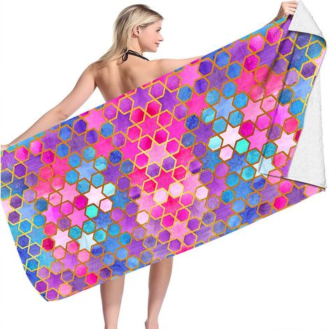 Serviette De Plage - Microfibre 75 x 150 cm Absorbante Rapide Séchage Sans Sable - Pour Plage Piscine Camping Voyage Yoga - 1 Pièce (1/5)