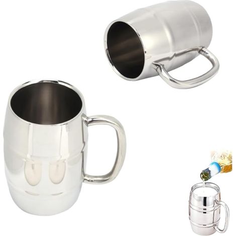 Stainless Steel Beer Tankard Double Wall Metal Mug Travel with Handle Coffee Cup for Hot and Cold Drinks (1/5)