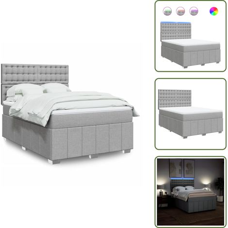 Boxspringbett mit Matratze Hellgrau 140x200 cm Stoff - Boxspringbett - Boxspringbetten - Bett - Bettgestell (1/5)
