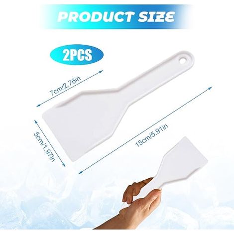 Ice Scraper for Freezer, Ice Scraper Set of 2, Ice Scraper Heavy Duty Plastic Ice Scraper for Fridge Freezer Ideal for Home and Car (White) Nettoyage doux sur la voiture, poignée ergonomique pour dég (1/4)