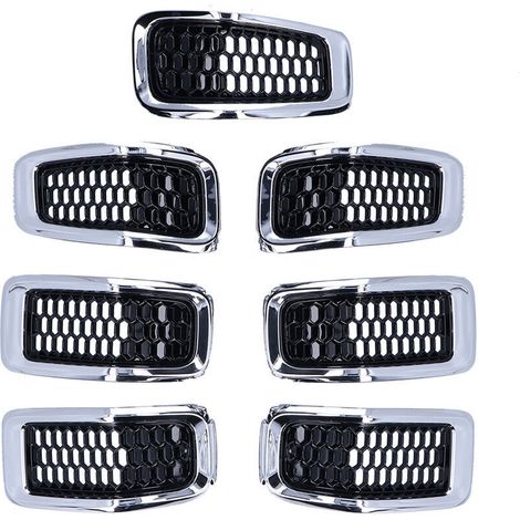 piezas de inserciones para parrilla delantera, embellecedor protector de parrilla, accesorio para Jeep Cherokee 2014-2018, marco de placa cromado - Crezuo