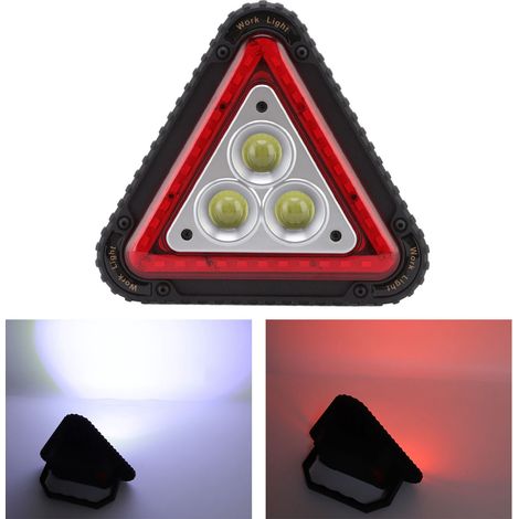 Dreieckige multifunktionale COB-Arbeitsleuchte, rotes Signallicht, USB-aufladbar, geeignet für Outdoor-Camping. (1/5)