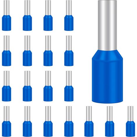 Cosse mm² BleuEmbouts de Câble Isolés Embout Fil Electrique Souple Connecteurs de x 100 pièces 8 mm 2.5 Bleu (1/5)
