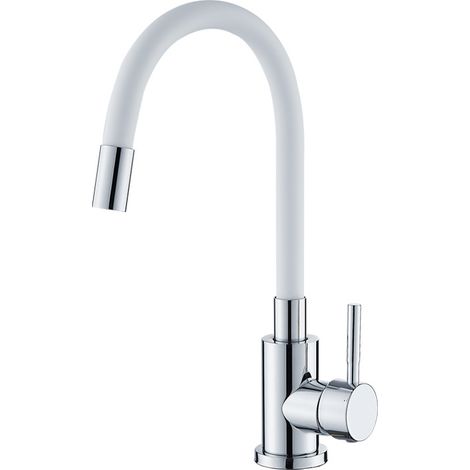 Hochdruck-Küchenarmatur in Weiß, 360° flexibler Schwenkhahn, Küchenspülenarmatur mit wassersparendem Luftsprudler, flexible Mischbatterie für die Küche.