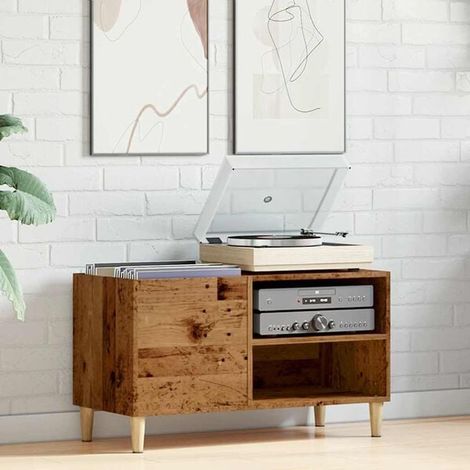 Meuble de Rangement en Bois, Buffet Bas Vintage 84,5 x 38 x 48 cm, Armoire de Stockage pour Disques et Décoration, Style Rétro pour Salon ou Entrée (1/5)