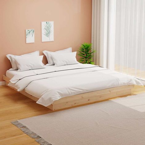 Estructura de cama doble sin colchón madera maciza (1/5)