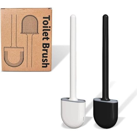 Kit Brosse WC Silicone x2 avec Support Mural, Balayette Toilette Suspendue à Séchage Rapide pour Salle de Bain, Design Moderne et Hygiénique (1/5)