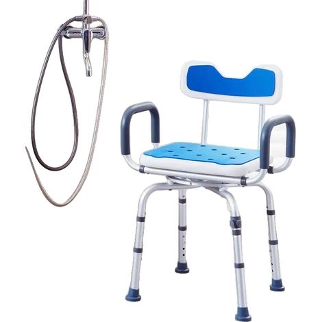Duschstuhl, hochdichtes Plastik mit Aluminiumrahmen, 65 x 53 x 76 cm, 180 kg Tragfähigkeit, 360-Grad-Schwenkfunktion, höhenverstellbar (1/5)
