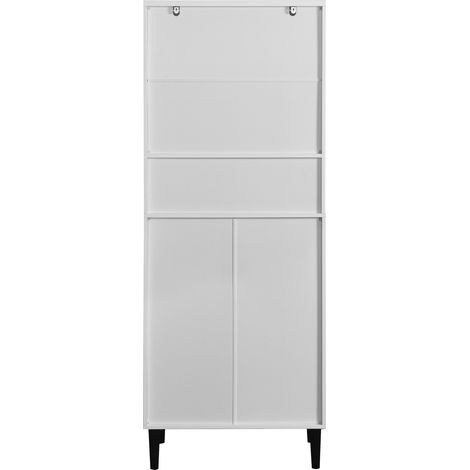 Vetrina alta bianca in MDF con ante in vetro temperato e ripiano regolabile 160 cm (1/5)