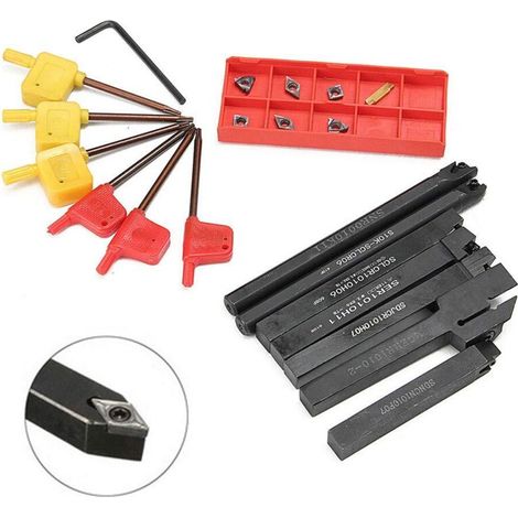 21pcs 12mm Porte-Outil De Tournage Tige Tour Set Barre , carbone avec clés pour Outil de Tour (1/4)