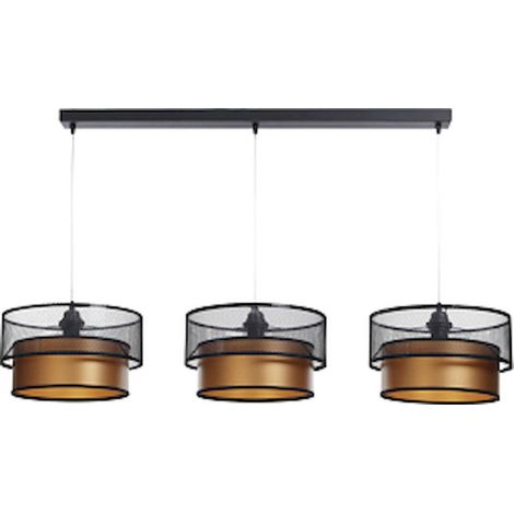 Suspension élégante lumière cuivre effet satiné et filet noir - Noir maille avec intérieur cuivre (1/5)