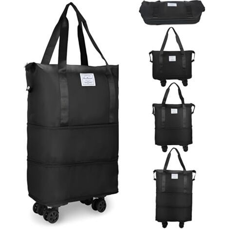 Pair Sac de transport, grande capacité, sac Boston, sac de sport, sac pliable, sac à dos portable, sac de voyage, extensible, valise, sac de transport, pour voyage, étui de transport, avec roulettes