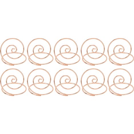 10Pcs Table Number Holder Round Metal Cute Appearance Easy Clean Iron Material Desktop Picture Clips Card Holder ClipsRose Gold (1/5)