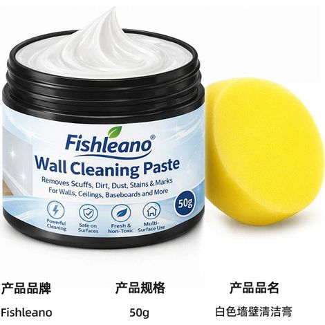 Die milde Formel des Fishleano White Wall Cleaners entfernt schwarze Flecken und eignet sich für die Reinigung von Innenwänden. (1/5)