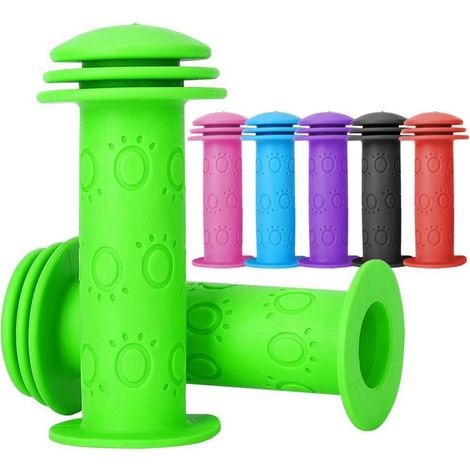Poignées de vélo pour enfants 105mm, antidérapantes, sécurité renforcée, pour trottinette, draisienne, vélo vert (1/5)