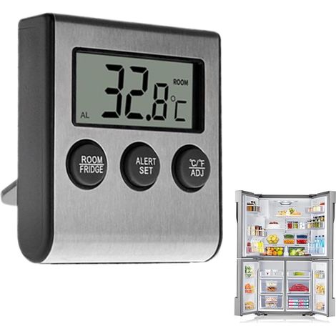 Jeffergarden Thermomètre Réfrigérateur ,Thermomètre LCD Numérique avec Sonde Étanche pour Réfrigérateur Congélateur Aquarium avec l'aimant et le support (1/5)