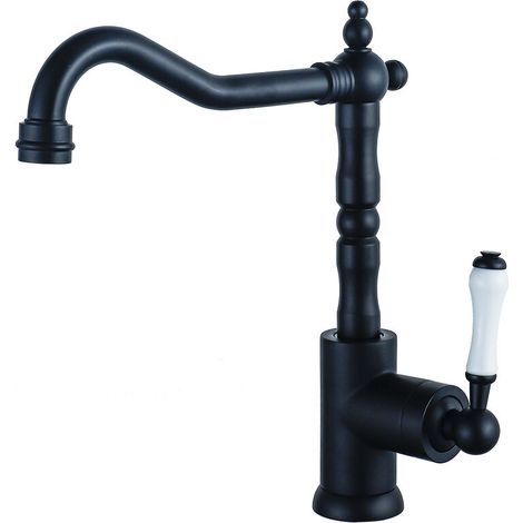Black Kitchen Faucet 360° Swivel Spout Single Handle Sink Vintage Black Kitchen Faucet (1/4)