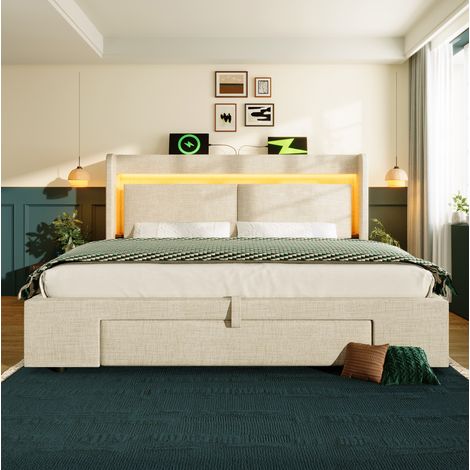 letto letto matrimoniale 180x200 contenitore LED OKMYHOME
