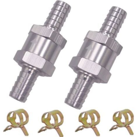 2 Pièces Clapet Anti-Retour 6MM Valve de Carburant en Alliage d'Aluminium Non Retour Clapet Anti-Retour pour Essence Diesel Carburateur Systèmes de Carburant à Basse Pression (6MM) (1/5)