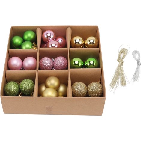 54 Pièces 3cm Boules de Sapin de Noël Décoratives en Plastique Suspension pour Fête de Noël Décoration Maison Cadeau Nouvel An Rose Vert Doré (1/5)