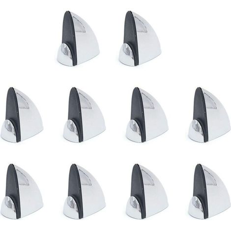 Set di 10 clip per vetro per mensole in legno/vetro, supporto in legno a forma di bocca di pesce, serraggio regolabile da 3 a 16 mm di spessore, finitura in lega di zinco cromato.