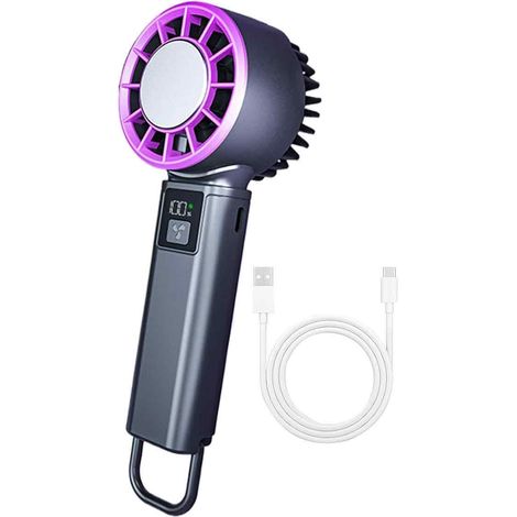 1 Ventilateur électrique portable, Batterie 2000 mAh, 5 vitesses réglables, Flux d'air puissant, Pour bureau voyage camping (1/5)