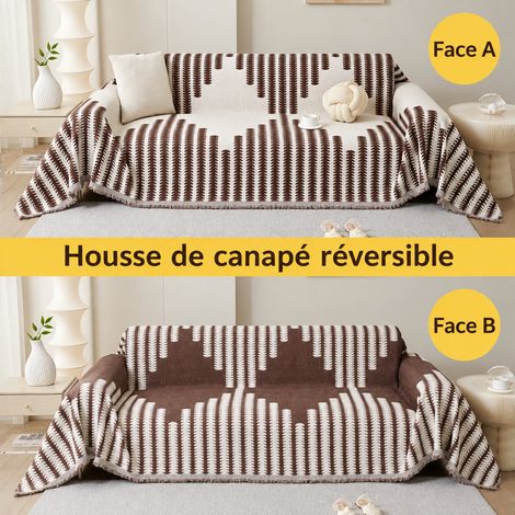 Housse jeté de canapé chenille marron café Shiyi 180 x 300 cm, adapté pour petit canapé 3 places, 50 × 30 × 8 cm, 2,7 kg – Livraison gratuite (1/5)
