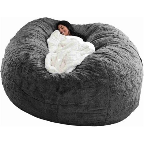 Housse de pouf en tissu éponge, idéale pour les chambres doubles et les canapés de balcon, douce et moelleuse, ronde, 150 cm, sans rembourrage. (1/5)