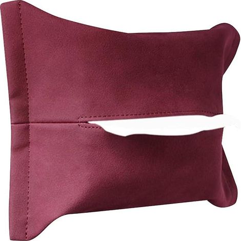 Distributeur de mouchoirs en daim pour siège arrière de voiture, couleur bordeaux (1/5)