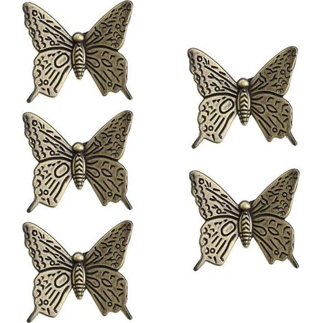 (Bronze)5pcs Poignées Rétro de Meubles de Tiroir, Vintage Papillon de Porte de Placard en Alliage de Zinc 43mm (1/4)
