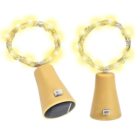 2 Solar-Flaschenlichter, 2 m, 20 LEDs, Korken, Warmweiß (1/5)