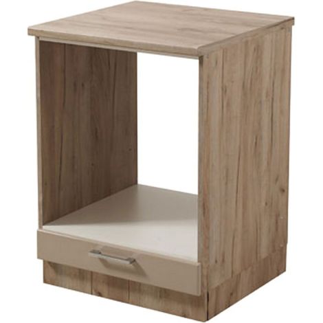 Dispensa da Cucina Volvera, Mobile da Cucina un Cassetto, 2 Ripiani, un Vano, 60x56.5x82h cm Marrone Rovere Nodi