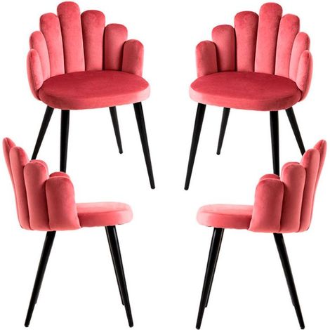 Packs Sillas Comedor - Pack 4 Sillas Hand Patas Negras Terciopelo - Rosa (1/5)